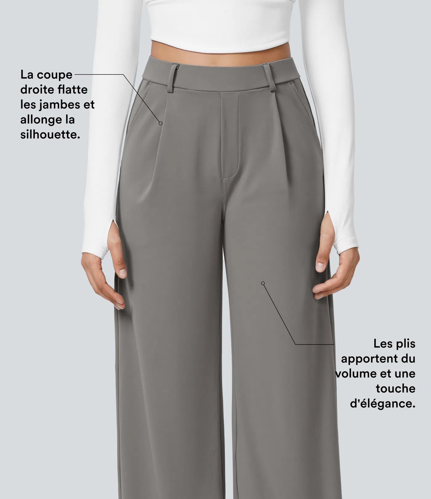 Pantalon tailleur ALERA Flex™ DayStretch à taille haute, coupe droite, avec poches pratiques.
